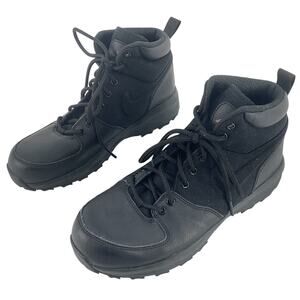Nike ACG Manoa Black Leather Hiking Boots Kids Unisex Size 7 Pre-Owned